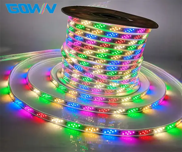 OEM Disesuaikan Tegangan Tinggi 110V 220V 50M Per Roll SMD 2835 144Leds/M IP67 Tahan Air LED Strip Cahaya