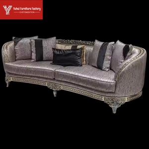 Fransız Tarzı Kumaş Kanepe, Büyük Daire Villa Oturma Odası Kanepe Takımı, Neoklasik Masif Ahşap Oymalı Mobilya - Product Image 4