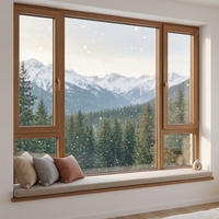 Fenêtres à battants modernes en bois et aluminium avec isolation thermique, verre Low-E et moustiquaire en acier inoxydable pour cuisine et chambre
