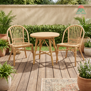 Juego de Mesa y Sillas de Ratán Nhat Minh, Respaldo Redondo con Estilo Tropical, Duradero para Uso en Exteriores, para Adultos - Product Image 3