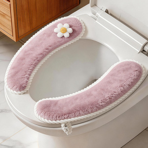 Toilet Seat Cover Thickened Washable Four Seasons Use With Flower Design - Product Image 1