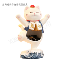 Sculpture de chat porte-bonheur en résine personnalisée avec rangement - Figurine de chat porte-bonheur pour bureau et entrée, idéale pour ranger clés et pièces de monnaie