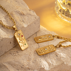 Vintage Goud Roestvrij Staal Touw Ketting Kubieke Zirkoon Charme <span class=keywords><strong>Tarot</strong></span> Bloem Helios Ster Hanger Ketting Decoratie - Product Image 5