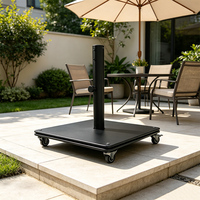Base de parasol verticale réglable en hauteur avec roulettes, design de roue mobile à bouton de verrouillage stable de 70 lb, JH-Mech Custom