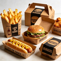 Boîtes d'emballage en papier pour hot-dogs, série de boîtes jetables pour frites, ailes de poulet et hamburgers à emporter