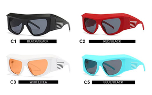 ADE WU CC1215 Heavy Square Y2K Lunettes de soleil surdimensionnées enveloppantes Lunettes de cyclisme Flat Top Candy Color Punk Trunky Lunettes de soleil - Product Image 6