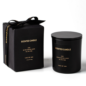Candle Custom Empty Matte Glossy 10oz 12oz Glass Candle Jar Black Candle Jars With Lid And Box