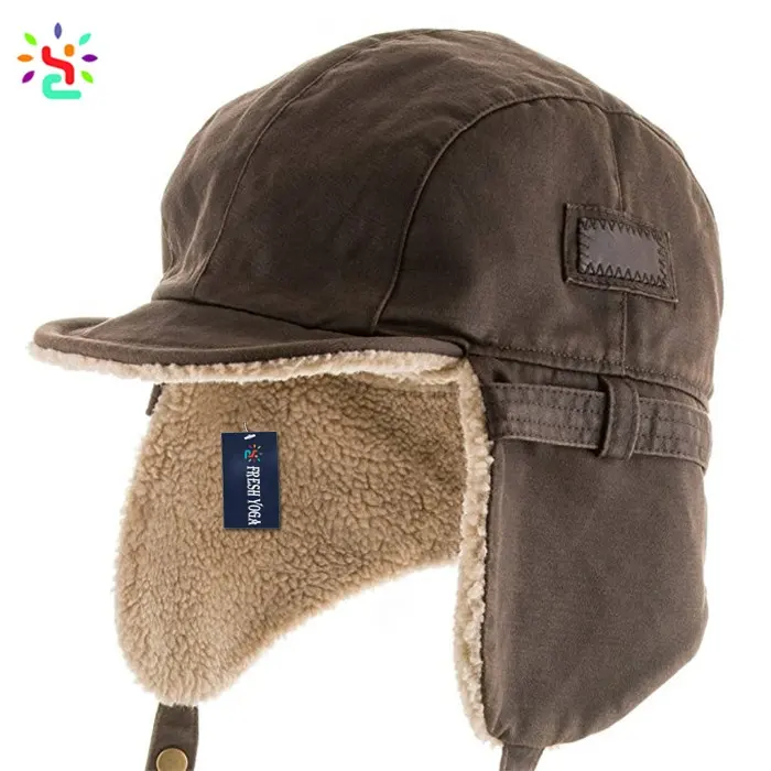 Gorra de aviador de la mejor patrulla piloto, sombrero de cuero de imitación con alerones de oreja, cazador de ushanka, Invierno