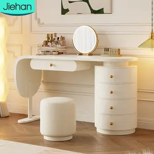Belles filles meubles de maison moderne pas cher tiroirs blanc maquillage vanité miroir commode pour chambre avec miroir lumières LED