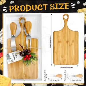 Tabla de Charcutería Ecológica de Bambú con Mini Mango, Juego de Cuchillos para Queso, Tabla de Cortar para Servir <span class=keywords><strong>Pizza</strong></span> a Granel con Elegantes Cajas de Regalo - Product Image 2