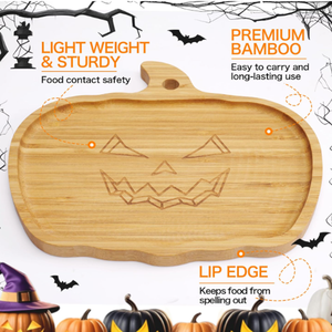 Planche à découper en bambou pour Halloween, écologique, avec gravure de citrouille Jack <span class=keywords><strong>O</strong></span>'Lantern, idéale pour servir en cuisine - Product Image 2