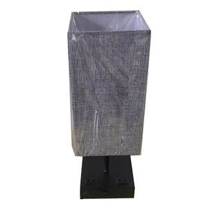 Lampada da Tavolo Moderna Quadrata <span class=keywords><strong>in</strong></span> Tessuto con Dimmer Touch e Doppie Prese AC - Luce Notturna per Camera da Letto, Hotel, Ufficio - Product Image 1