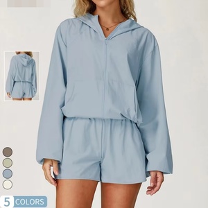 Custom Women's UV-Resistant Zippered <b>Yoga</b> <b>Jacket</b> Quick-Drying Breathable Sports Hooded <b>Jacket</b> with High Quality - Product Image 1