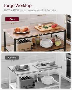 Étagère de rangement de cuisine, étagère de rangement basse à 3 niveaux, structure en acier robuste, style industriel, facile à assembler - Product Image 3