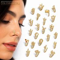 2026 Bijou de piercing personnalisé en acier inoxydable, style punk, avec strass en cristal, non-percable, pour nez, faux anneau de septum et manchette de narine