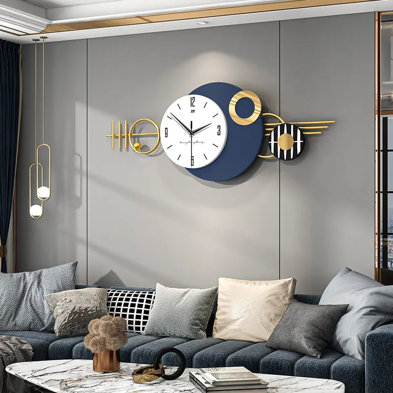 Large size creative Fashion Nordic metal silent quarts wall clock for living room decoration