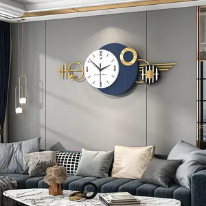 Büyük boy yaratıcı moda İskandinav metal sessiz kuvars duvar saati oturma odası dekorasyon için