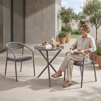Ensemble bistrot rond en rotin PE pour extérieur, 3 pièces, structure en acier thermolaqué, table et chaises pour jardin, balcon