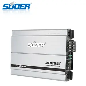 Suoer เครื่องขยายเสียงรถยนต์ CA-460-B 2800W,แอมพลิไฟเออร์รถยนต์หลอดเบสทรงพลัง12V พร้อมเครื่องขยายเสียงสำหรับเครื่องขยายเสียงรถยนต์เสียง4ช่องสัญญาณ