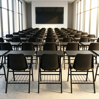 Chaise de formation éducative avec tablette d'écriture et panier à livres, chaise d'étudiant empilable pour salle de classe et amphithéâtre