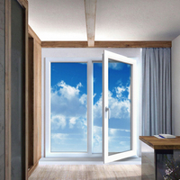 Fenêtre à battant horizontal en PVC avec verre trempé et persienne, design minimaliste, moustiquaire en nylon et fibre de verre pour villa