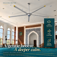 Grand ventilateur de plafond commercial HVLS de 96 pouces (3 m, 10 pi, 12 pi) à faible bruit pour mosquées, salles de prière et centres islamiques