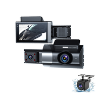Caméra de tableau de bord de voiture à 3 objectifs avec enregistreur vidéo 4K avant et 1080P arrière, écran IPS, enregistrement en boucle