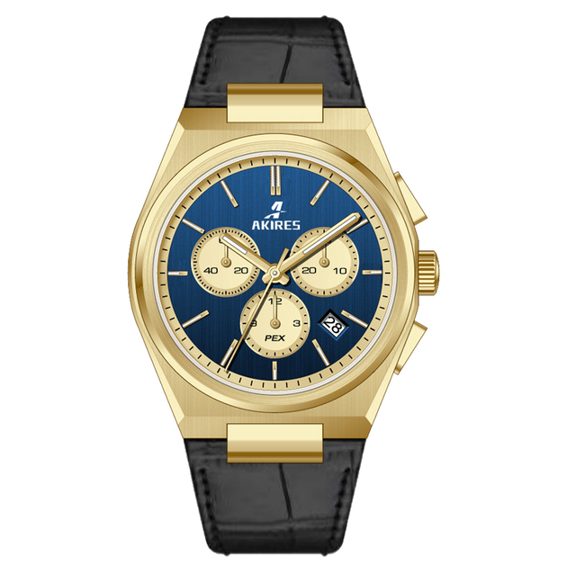 Pvd Black and Gold Chronograph Watch Stainless Steel Sapphire Custom Chronograph Watch Men 10ATM 5030D Movement Pilot Watch