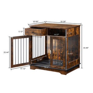 Modern stil ahşap köpek kulübesi kafesleri küçük hayvanlar için yuvarlak kaseler ile küçük orta büyük köpekler için paslanmaz çelik kasalar - Product Image 2