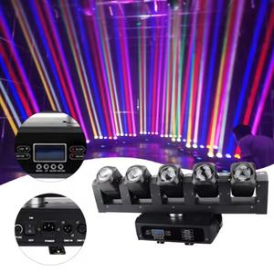 Tiitee - Barra de Luces LED RGB de 5 Ojos con Cabezal Móvil, Luz de Haz, Luz de Escaneo Teñida para KTV, Foco con Estroboscopio, 5 Piezas de Luz de Cabezal Móvil - Product Image 6