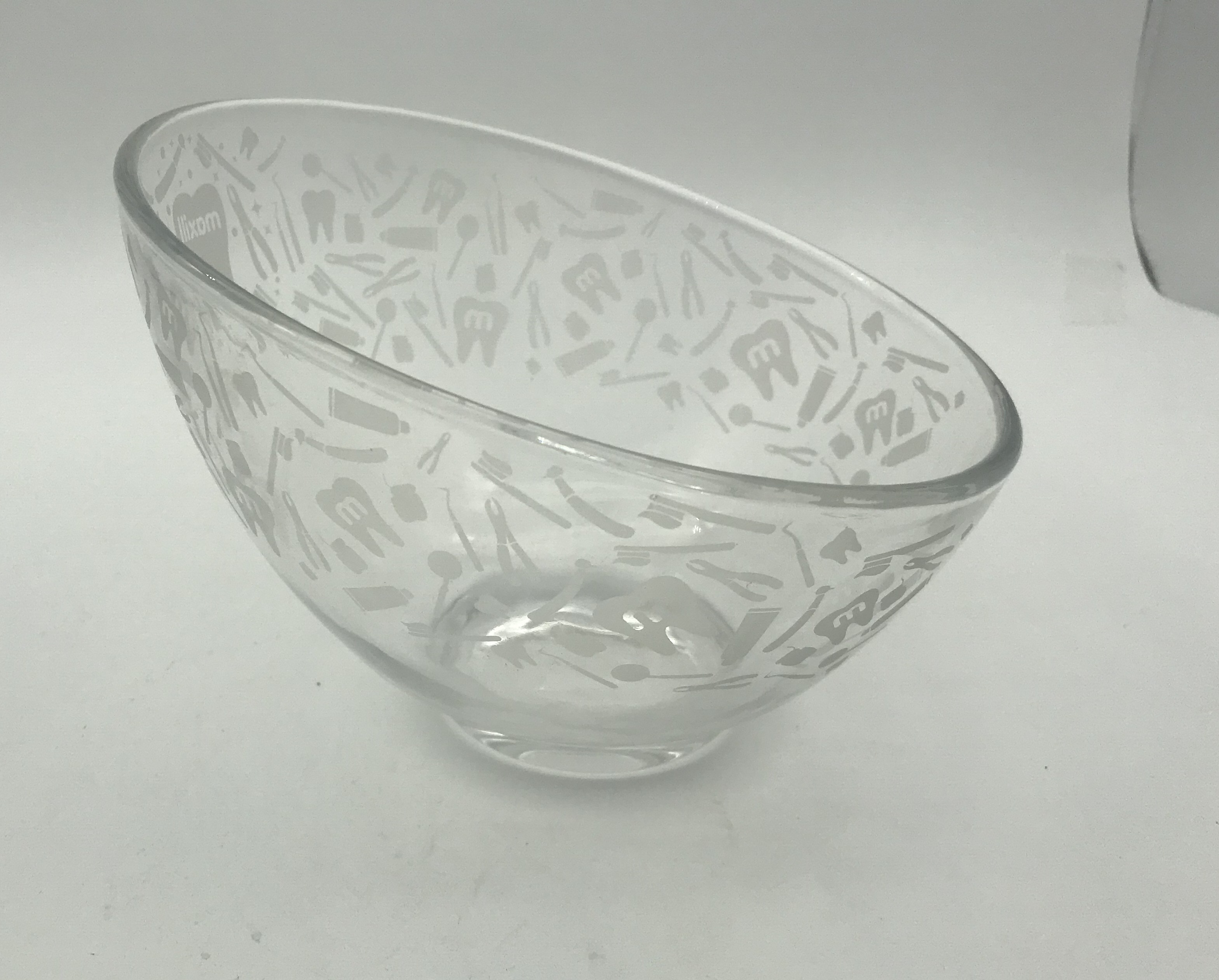Slant Cut Glass Bowl,Glass Dessert bowl,Glass Terrarium glass salad bowl  with print