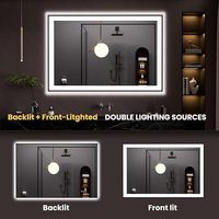 Miroir de salle de bain 48 "X32" LED avec cadre noir, anti-buée, réglable, miroir de vanité de salle de bain éclairé pour mur, fonction mémoire