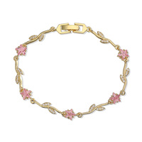 Bracelet chaîne étoile CZ en laiton plaqué or 18 carats avec pierres multicolores étoile et feuille, réglable pour femme, bijoux