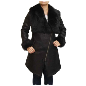 Manteau à capuche en peau de mouton noir, veste en cuir OEM pour femme, livraison mondiale, veste en peau de mouton directement de l'usine - Product Image 2