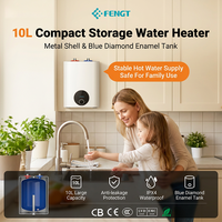 Chauffe-eau électrique mural FengT certifié LVD, capacité 10L, 2000W, classe énergétique A, pour usage domestique