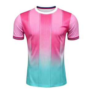 Maillot de football vierge de qualité supérieure 2026 BA, dégradé artistique rose et turquoise, esthétique coucher de soleil, haute fidélité, pour entraînement de football - Product Image 1