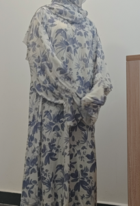 J-259 elegante abito <span class=keywords><strong>da</strong></span> preghiera <span class=keywords><strong>da</strong></span> donna in raso elegante Abaya di alta qualità con Hijab <span class=keywords><strong>da</strong></span> Dubai stampa floreale per Eid Muslim festival - Product Image 5