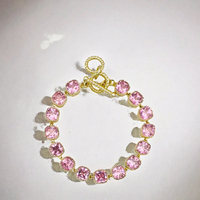 A9121 Gelang Rantai Kabel Dua Warna Berlapis Emas 14K Mewah untuk Anak-Anak dengan Kristal CZ Pave, Kasual/Sporty