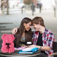 Ours en Roses Artificielles PE “Do It Yourself” de 25 cm avec Boîte, Idéal pour la Saint-Valentin, les Femmes, les Amies, les Épouses et la Fête des Mères