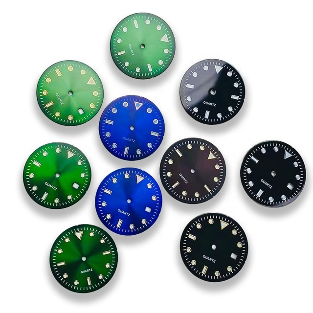 Hot Green Blue Luminous Date Window Quartz Watch Dial for Men Accessories Custom Logo
