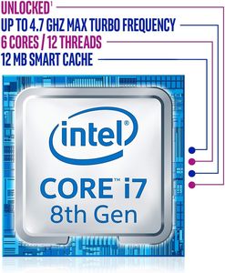 Processeur de bureau Core i7-8700K, 6 cœurs, 3,7 GHz, débloqué, LGA1151, série 300, 95 W, 12 Mo, prise en charge 64 bits, nouveau, en vrac, socket LGA1151 P - Product Image 2