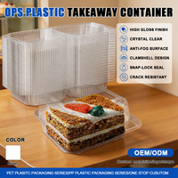 Conteneur en plastique transparent jetable personnalisé avec couvercle OPS pour gâteaux et plats rapides – Vente en gros