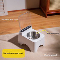 Bol d'alimentation à ouverture/fermeture automatique, distributeur de nourriture intelligent pour chat, dispositif d'alimentation automatique en plastique avec capteur infrarouge pour chats