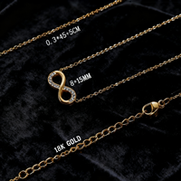 Ensemble Collier Symbole Infini Saint-Valentin et Bracelet Breloque Zirconium en Acier Inoxydable Doré Pendentif Bijoux de Mode Femme Cadeau