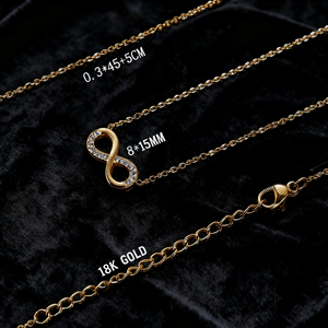 ולנטיין האינסוף שרשרת סמל קסם זירקון צמיד סט זהב תליון זהב נירוסטה תליון נשים מתנה תכשיטי אופנה מתנה - Product Image 4