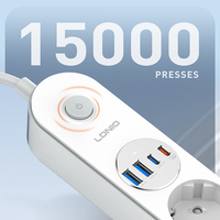 Multiprise LDNIO SE1-C avec prise EU, 4 ports USB PD QC3.0, 4 prises de courant, rallonge pour la maison et le bureau