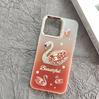 Coque de téléphone cygne diamants dessin animé mignon pour iPhone 17 Promax /Xiaomi Redmi 15/Spark Go2/Samsung A03S