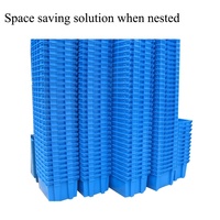 Caisse de rangement empilable et emboîtable en plastique bleu ciel QS avec poignées, bac de manutention pour entrepôt et industrie alimentaire
