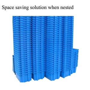 QS 623*426*315mm Plastic Stackable Nestable Turnover Fish <strong>Bins</strong> Bale Arm Handle Stackable <strong>Bread</strong> Pizza Dough Food Tray Mesh Basket - Product Image 2