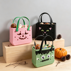 Bolso <span class=keywords><strong>de</strong></span> mano informal <span class=keywords><strong>de</strong></span> <span class=keywords><strong>goma</strong></span> <span class=keywords><strong>EVA</strong></span> con diseño <span class=keywords><strong>de</strong></span> calabaza <span class=keywords><strong>de</strong></span> <span class=keywords><strong>Halloween</strong></span>, cierre abierto, gran capacidad, antiarena, impermeable, para guardar dulces - Product Image 3